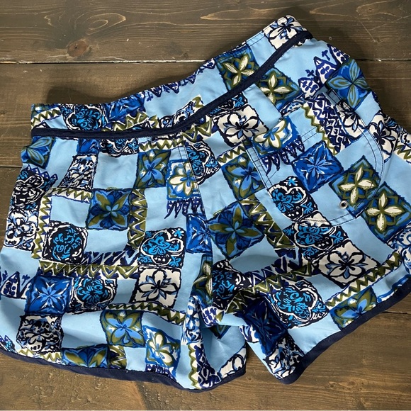 Vintage Rusty Board Shorts Juniors Size 1 Floral Y2K Millennial Green Blue Beach - Picture 4 of 9